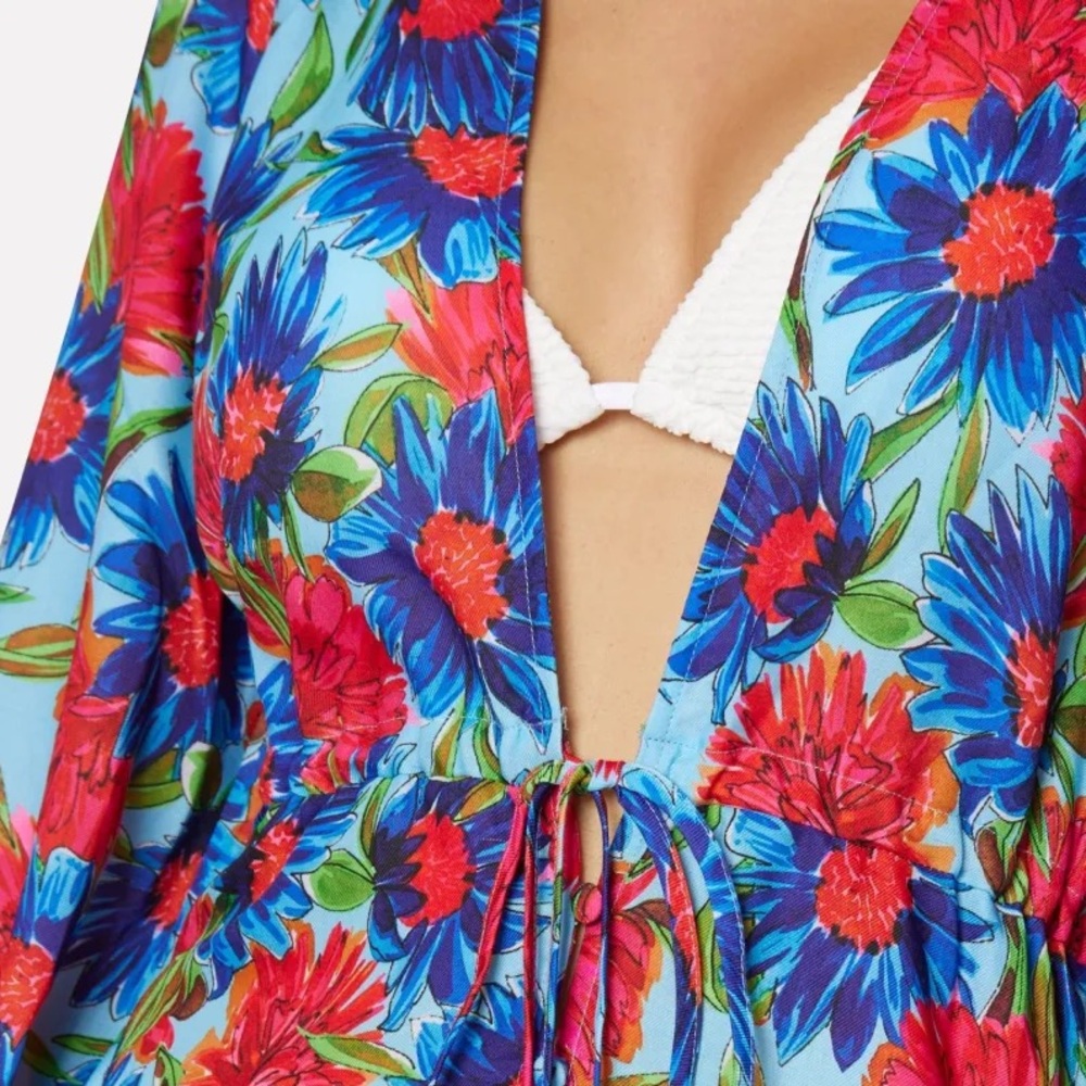 Milly Cabana Fiona Painted Dahlia Print Midi Dress size S 4-6